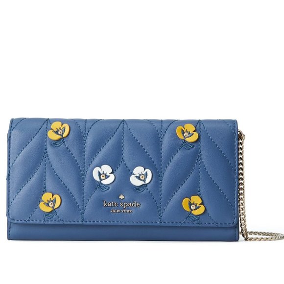 NWT Kate Spade Briar Lane Quilted Leather Crossbody Bag – Floral Blue